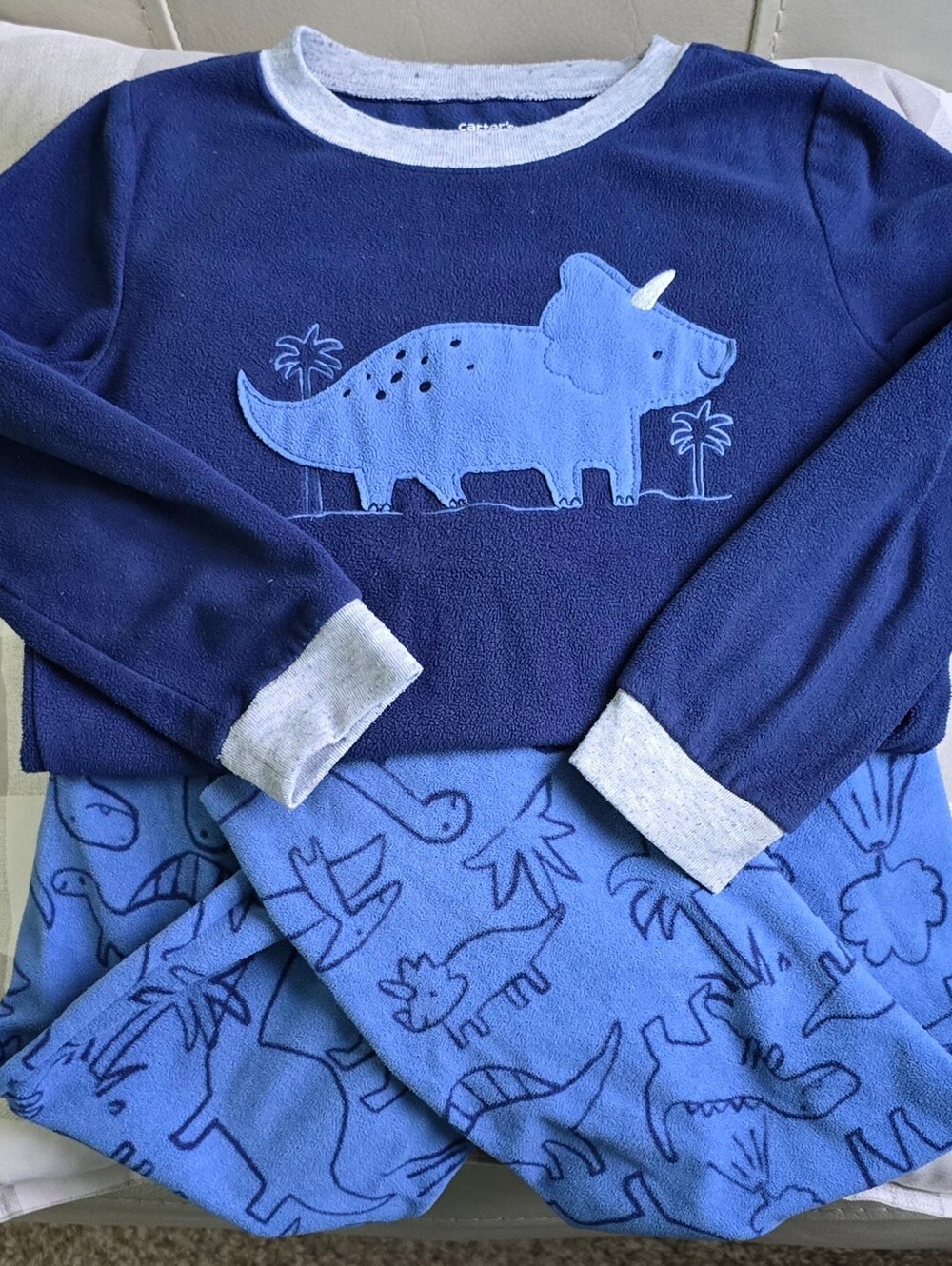 Carter's Blue Dinosaur Unisex Pajama Set Longsleeve Pants Size 7